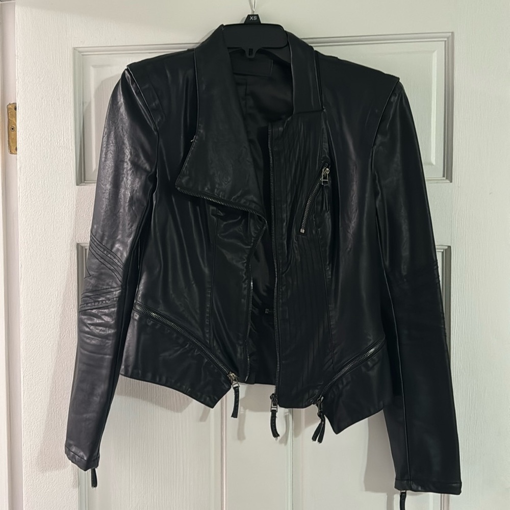 Faux leather black moto jacket